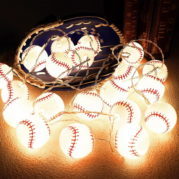 Yayfazy Baseball Decor String Lights, Battery Operated 9.9ft 20LED 2 Mode with