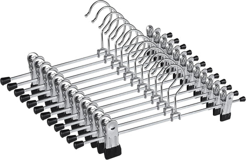 NORTHERN BROTHERS Pants Hangers, 12 Pack Skirt Hangers with Clips for Men Women Kids Clothes