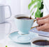 Set Set 6 (FD-TCS02 (6), 7oz) Jusalpha Fine China Tea Cup and Saucer Coffee Cup with Saucer and Spoon of blue