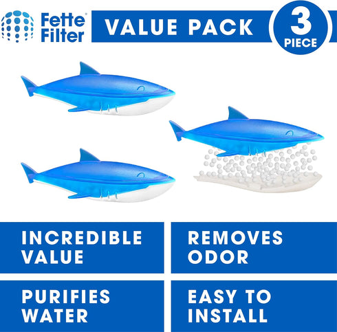 Fette Filter - Shark Shape Humidifier Cleaner, Demineralization Float for Most Humidifiers and Fish Tanks, Pack of 3