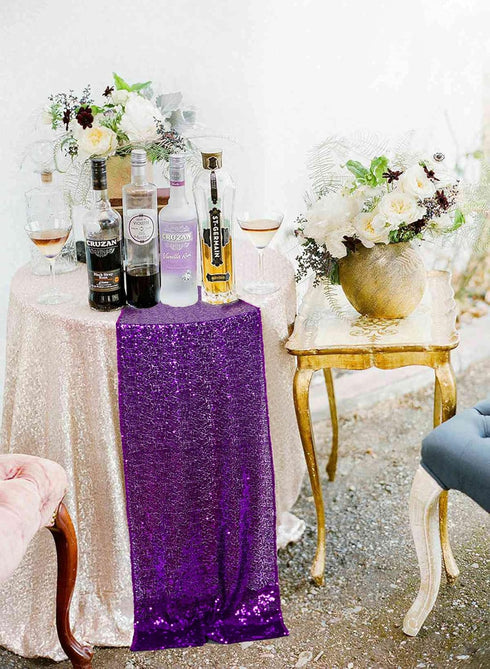 ShinyBeauty 12" x 108" Purple Sequined Table Runner
