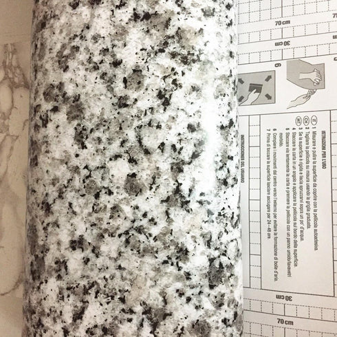 Moyishi Light White Granite Look Marble Gloss Film, Self Adhesive Wall Decal