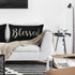 Nice Gift Inspirational Blessed Letters Waist Lumbar Black Cotton Linen Throw Pillow Case for Home Decor