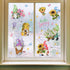 Mfault Hello Spring Gnomes Flowers Window Clings, 9 Sheets Floral Wall Glass Stickers for Home Decor