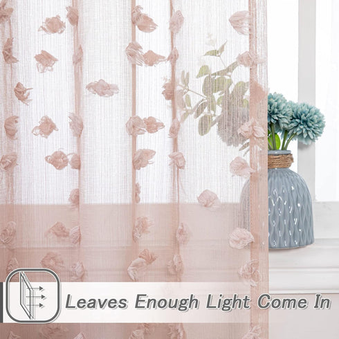 84 Inches 52" 2 MYSKY HOME Pom Pom Pink Sheer Curtains for Bedroom Girls Room Dusty Rose Curtains Long for Nursery Kids