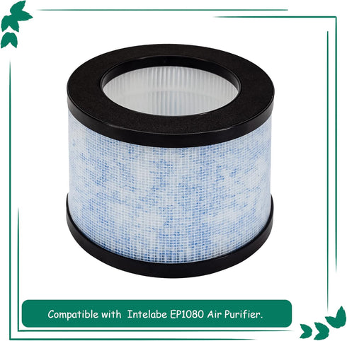 DH-JH01 True HEPA Replacement Filter, Compatible with AROEVE and Kloudi Air Purifier DH-JH01, Intelabe EPI080/EP1080, and Elechomes EPI081/EP1081 Air Purifier, 2Pack