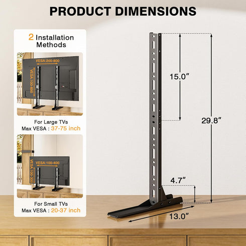 TAVR Furniture 20-75 Inch 110 lbs, 800x600 mm TAVR Universal Table Top TV Stand Mount, TV Legs for Most TVs