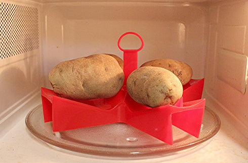 Microwave Potato Cooker, BPA-Free Plastic Rack for 4 Potatoes, Quick and Healthy Microwave Meal