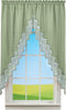 Collections Etc Elegant Lace Border Trim & Solid-Color Window Curtain Sage Swags