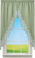 Collections Etc Elegant Lace Border Trim & Solid-Color Window Curtain Sage Swags