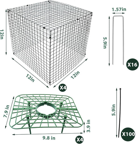 4 Sets 12x12Inch Upgraded Strawberry Supports with Wire Plant Protectors from Animal Sturdy Metal Wire Plant Cages Mesh