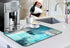 Coffee Bar Mat Accessories for Countertop, Turquoise Abstract Art Dish Drying Mats for Kitchen (20x12in)