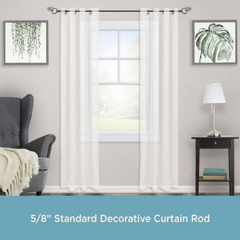 Kenney KN65260 Valencia Large Plastic Scroll End Window Curtain Rod, 28-48" Adjustable, Chocolate