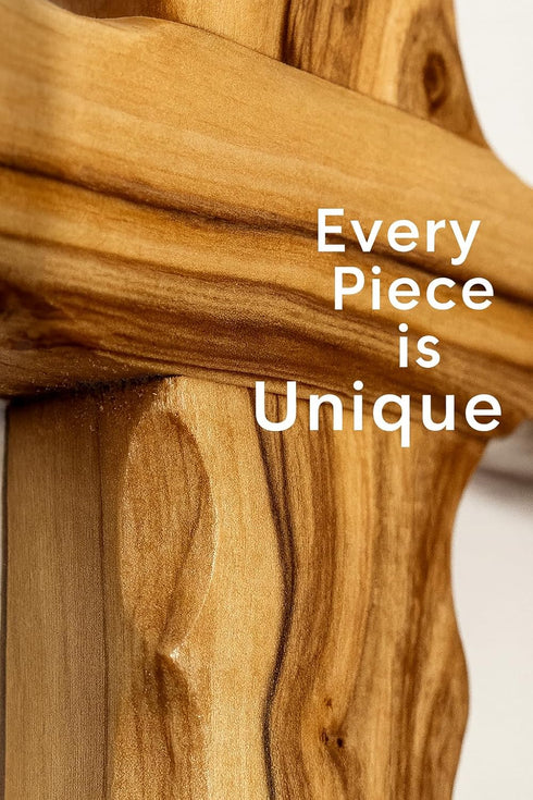 Zuluf 6.2" Olive Wood Plain Wall Cross | Handmade Christian Wooden Cross from Jerusalem | Wall Decor Gift