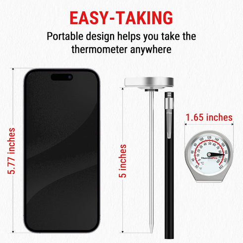 ThermoPro Dial Instant Read Meat Thermometer - Portable Kitchen Thermometer with 5'' Stainless Steel Probe