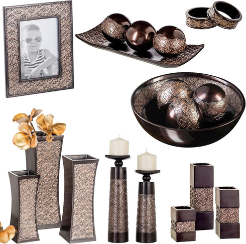 Set 3 Set Creative Scents Dublin Brown of Small Tealight Candle Holders Table Decor Gift - Centerpieces