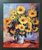 Impact Posters Gallery Framed Wall Decor Claude Monet Sunflowers Flower Espresso Art Print
