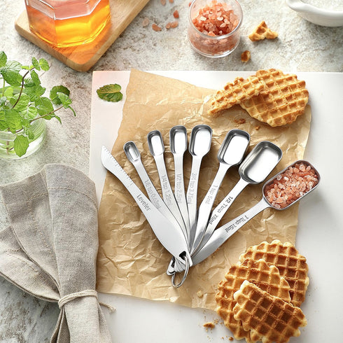 Spring Chef Stainless Steel Measuring Spoons Set of 13 with Leveler, Metal Teaspoon & Tablespoon for Cooking & Baking,