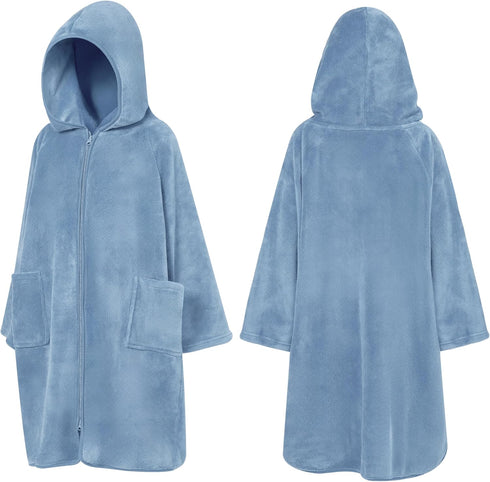 7-10 SUN CUBE Hooded Towel Robe for Kids, Zip Up Swim Parka Beach Cover Up for Girls Boys, Surf Poncho Changing Bath