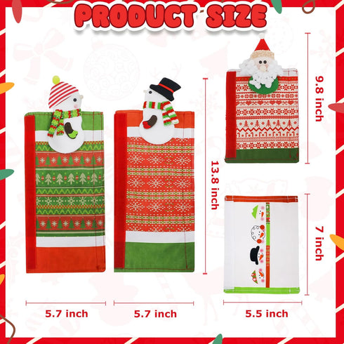 Christmas Refrigerator Handle Covers Set of 4, 3D Snowman Decor Fridge Door Handle Cover Washable, Christmas Fridge Handle Covers Kitchen Decor for Kitchen Christmas Decorations by GUDELAK