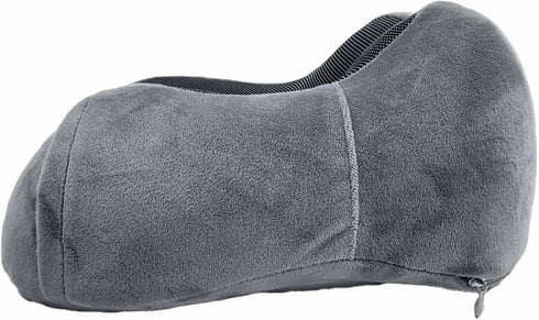 Wolf Essentials 4-Piece Set Memory Foam Neck Pillow Travel Ergonomic Neck Support Pillow with Eye Mask, Earplugs & Mesh
