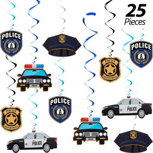 Sumind 25 Pcs Police Party Decorations - Birthday Party Hanging Swirls for Police Academy Graduation Gifts