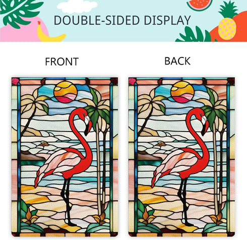 Welcome Summer Garden Flag, 12.5x18" Spring Summer Flamingo Vertical Double Sided Rustic Farmland Outdoor Decor