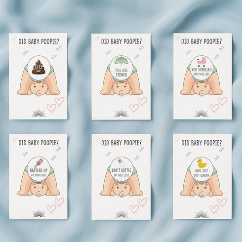 Did Baby Poopie Boy Baby Shower Scratch Off Game - Hilarious Losing Emoji Phrases on Cards for Coed Party, Fun & Easy