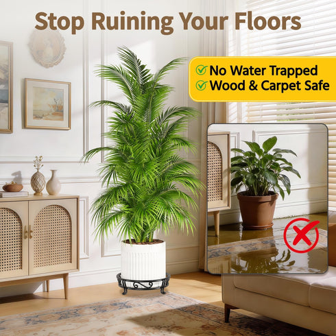 11 Inches 2 Pack LASZOLA Black Plant Stand for Single Large Outdoor Indoor Pot, Heavy Duty Metal Floor Fern Base