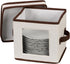 Household Essentials 534 Dinnerware Storage Box, Lid and Handles, Chest for Salad Plates, Natural Canvas with Brown Trim