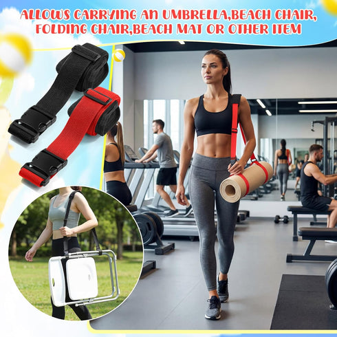 2 Backpacking Sanwuta Pcs Adjustable Beach Chair Carry Strap Camping Chair Straps for Shoulder Folding Beaches Foldable