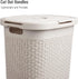 Mind Reader Slim Laundry Hamper with Lid, 60L Wicker Design, 17.65"L x 13.75"W x 24.15"H, Ivory