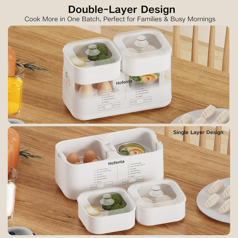 Hofenta Timer(0.5-9.5H), Shut-Off/2 16 Rapid Electric Egg Cooker for Hard Boiled Eggs,Egg Boiler with Auto Tiers, Eggs