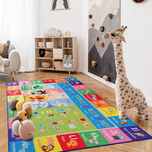 Macgace 5x7 ABC Kids Rug for Playroom, Washable Classroom Area Rugs, Toddler Educational Play Mat with Alphabet Numbers