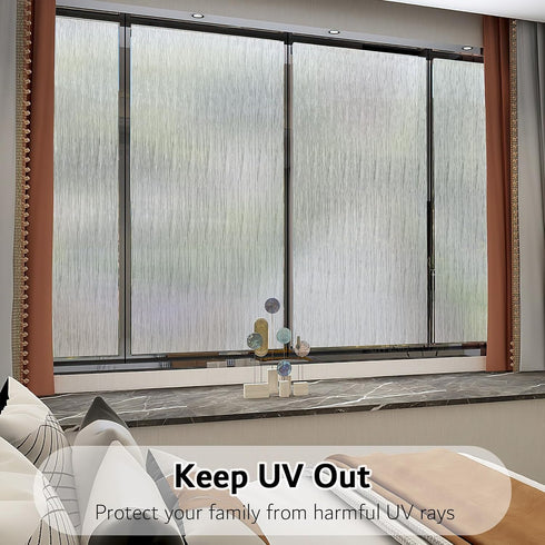 VELIMAX Frosted Window Privacy Film Non-Adhesive Cling for Home - Clear Water Opaque Window Covering (17.7x78.7 inches)