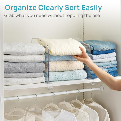 4 Pack 12in Closet Closet 12in Vtopmart Height Shelf Dividers for Organization, Clear Plastic Shelf Dividers of Upgrade