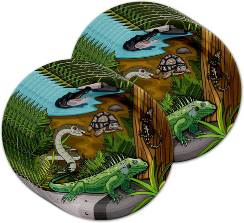 Reptile Lizard Snake Birthday Party Supplies Set, Plates, Napkins, Cups Tableware Kit for 16