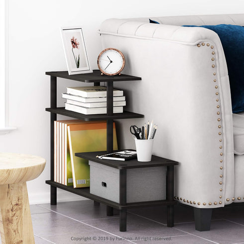 3-Tier Furinno Turn-N-Tube Side Display Rack, Espresso/Black