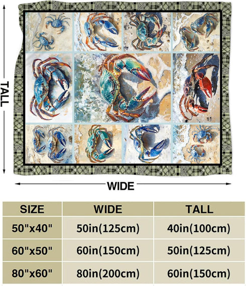 Luxvio Cozy 50"X40" Crab Blanket Coastal Crabs Throw Blanket Soft Warm Fuzzy Plush Gifts for Girls Women Lightweight