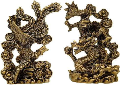 Betterdecor Feng Shui Chinese Dragon and Phoenix Statue, Decoration for Family Harmony, Love, and Prosperity
