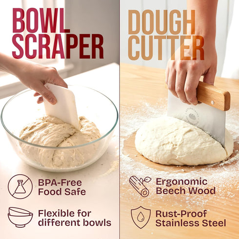9" Set, Superbaking Sourdough Starter Kit, Round Banneton Bread Proofing Basket Sourdough Bread Baking Supplies