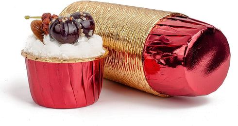 GOLDEN APPLE Aluminum Foil Paper Mini Cake Baking Cups - 50 pcs Muffin Cupcake Baking Mold Liners for Party, Wedding,