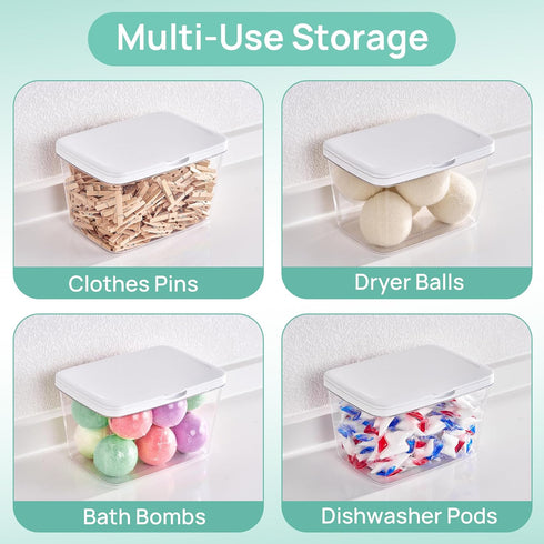 4 Pack Vtopmart Laundry Pods Container and Dryer Sheet Holder, Detergent Powder Container with Lids &Labels & Scoop
