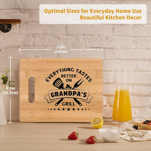 Personalized Bamboo Cutting Board Gift for Grandpa, Best Birthday Gifts for Grandfather Papa, Cool Fathers Day Gifts