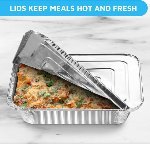 MontoPack Half Size Aluminum Foil Pans, 9x13 Tins for Cooking, Baking & Catering | Heavy Duty Disposable Cookware (20