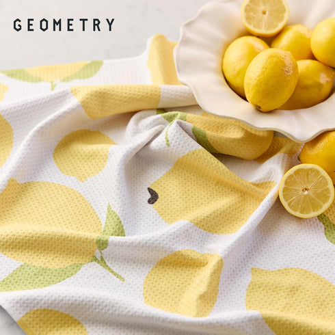 18" 30" 1 Pack GEOMETRY Kitchen Tea Towels - Quick Dry Microfiber Dish Towels for Kitchen Sunny Lemons, x