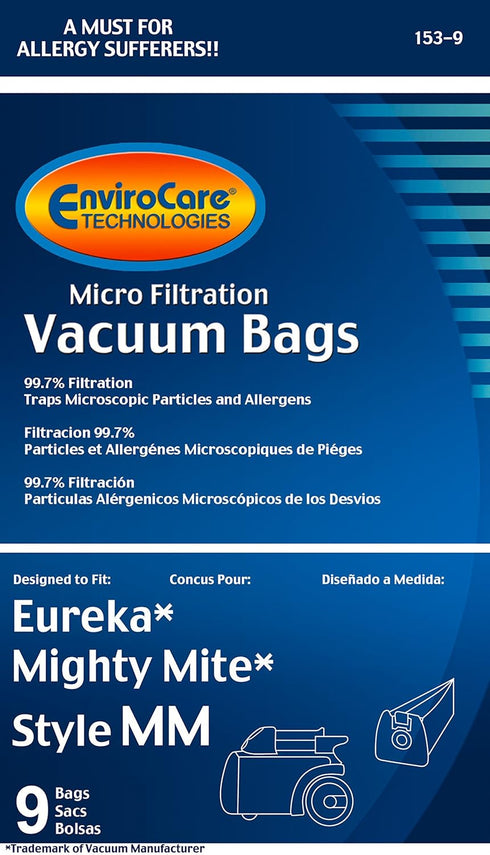 EnviroCare Replacement Micro Filtration Vacuum Bags for Eureka Style MM Mighty Mite 3670 and 3680 Series, 9 Bags