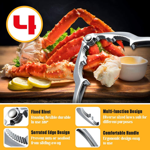12Pcs Set Sets Crab Crackers and Tool, Nut Crackers for King Crab Legs, Stainless Steel Seafood Tools Cracker Lobster
