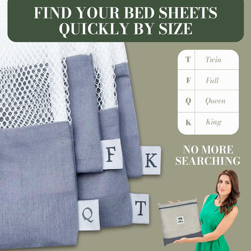 Sheet Sack 2 Pack for Bed Sheet Organization and Storage, Linen Closet Organizer, Home Storage Bag (Twin)