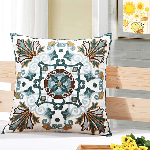 Onelsong Decorative Pillow Covers, Set of 2 Embroidery Square 18x18 inches for Couch Living Room